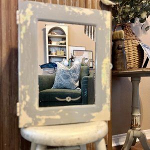 Vintage Sheet Metal Cabinet With Mirror